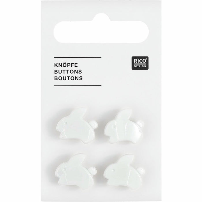 Rico Button Bunny, white, 4 pieces,