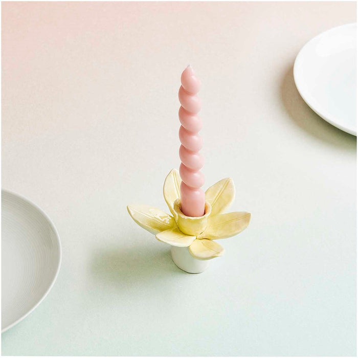 Rico: Candle Holder Ceramic Daffodil Yellow