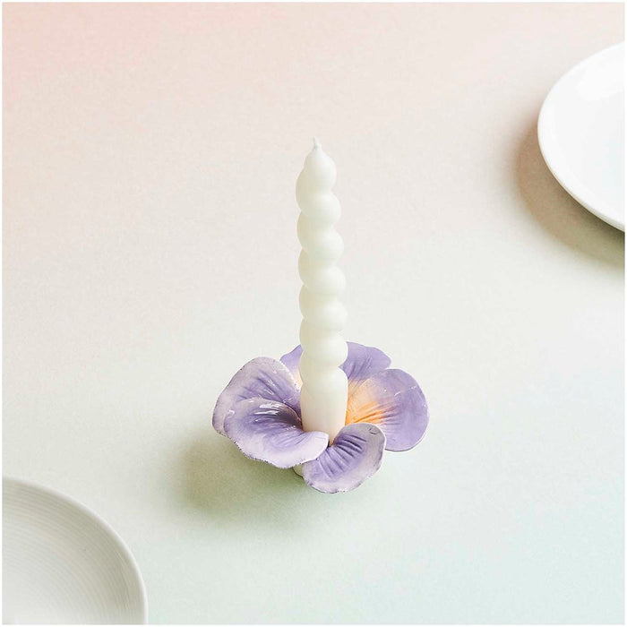 Rico: Candle Holder Ceramic Pansy Purple