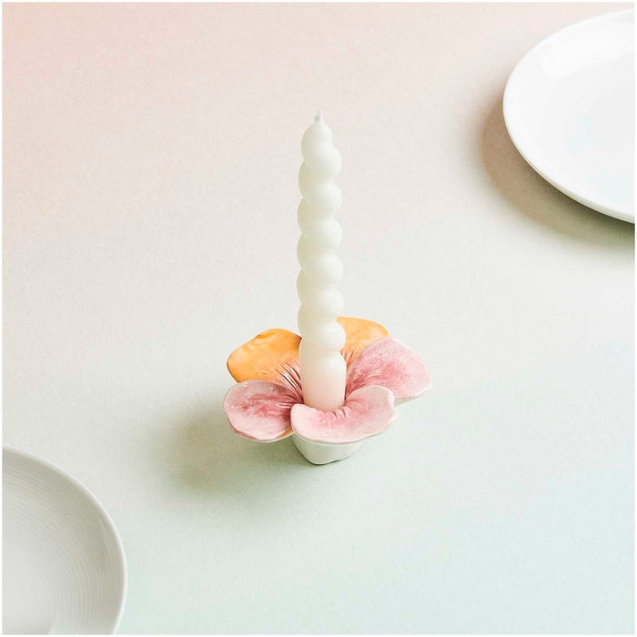 Rico: Candle Holder Ceramic Pansy Pink