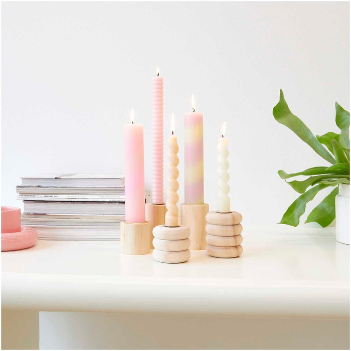 Rico: Candle Holder Wooden Rings -Small