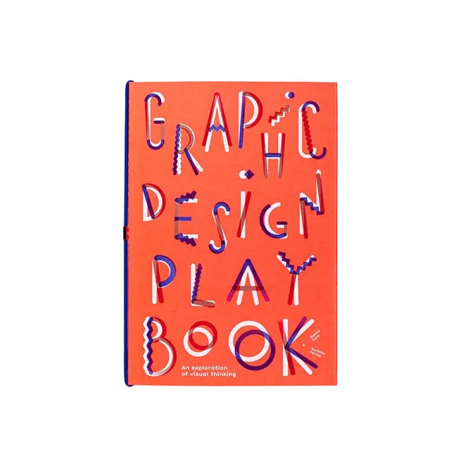 Book titled 'Graphic Design Playbook' with colorful text on a white background