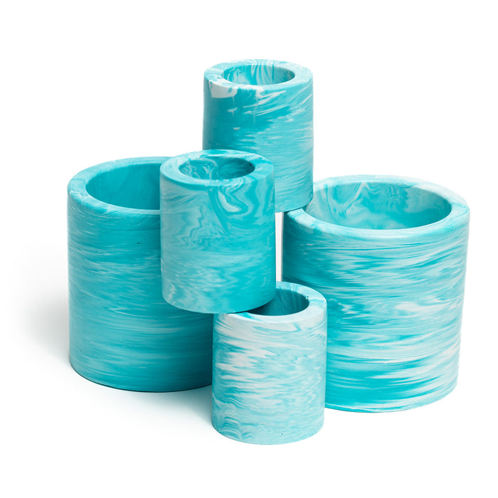 FA Jesmonite Mini Pot - Marbled Turquoise