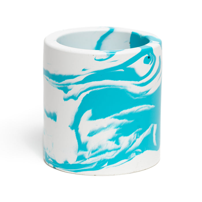 FA Jesmonite Plant Pot - Marbled Turquoise