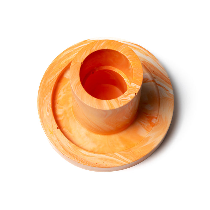 FA Jesmonite Candle Holder - Marbled Orange - Short