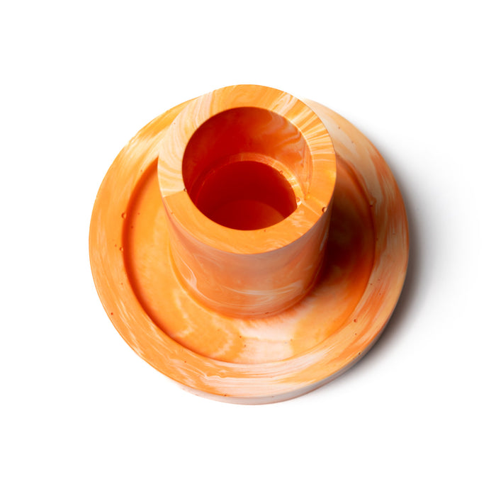 FA Jesmonite Candle Holder - Marbled Orange - Long