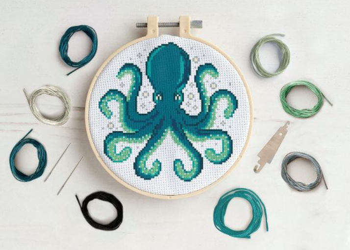 8" Cross Stitch Kit - Octopus