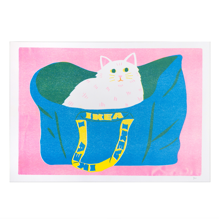 Ikea Bag White Cat Print
