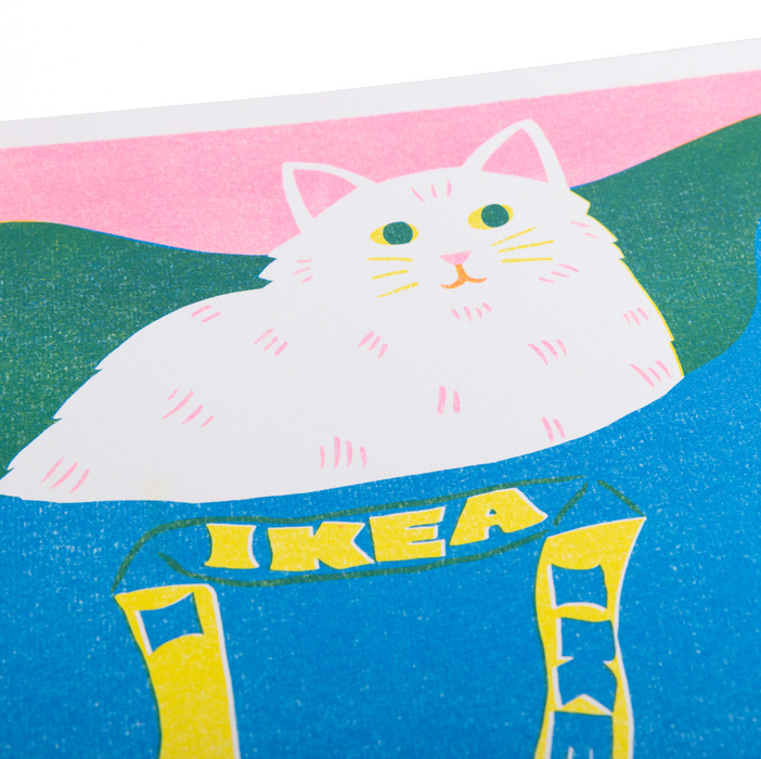 Ikea Bag White Cat Print