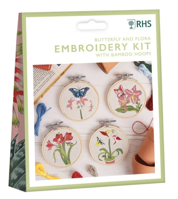 RHS Butterfly and Floral Mini Embroidery Kit 4 Pack