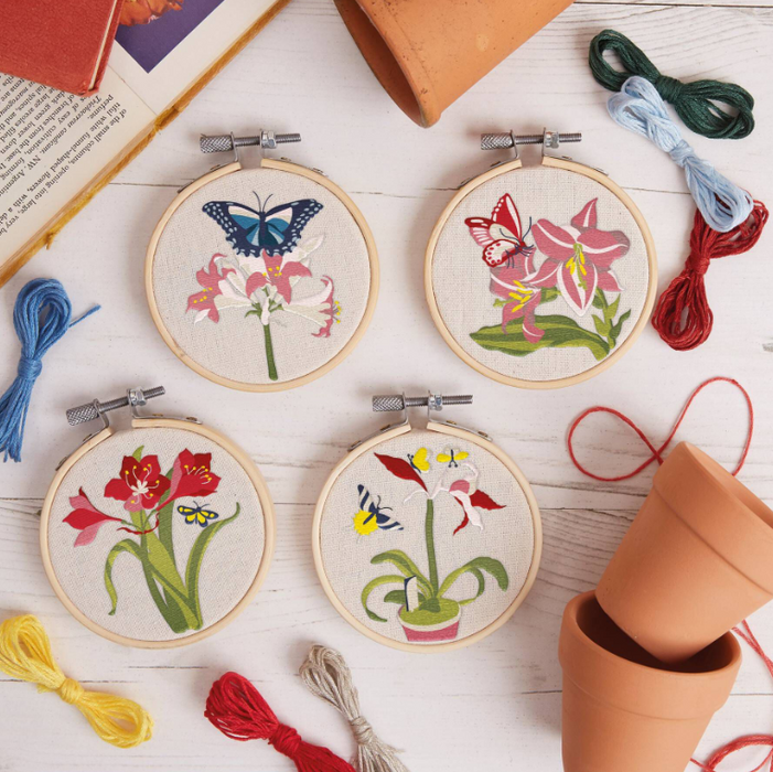 RHS Butterfly and Floral Mini Embroidery Kit 4 Pack