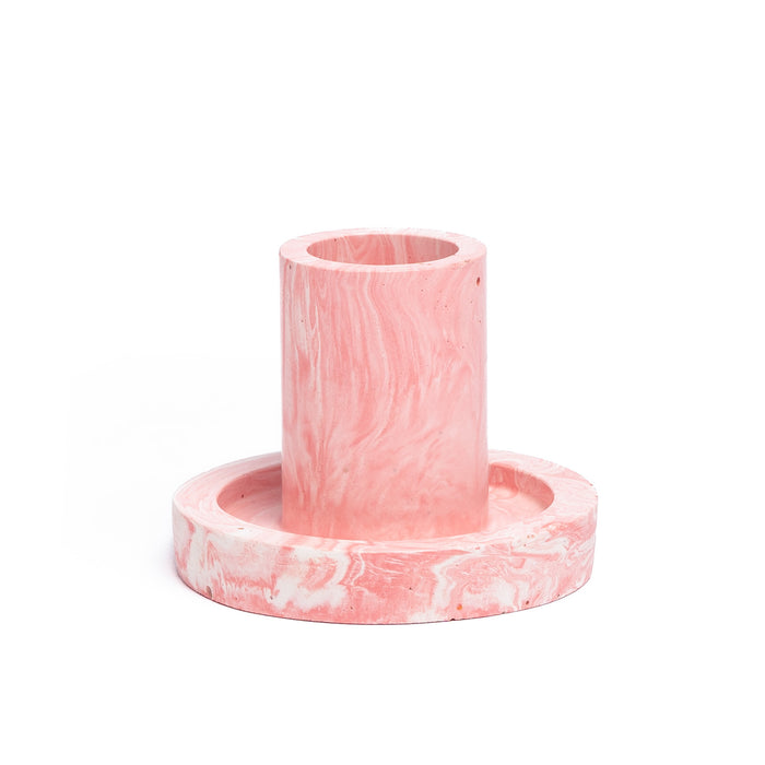 FA Jesmonite Candle Holder - Marbled Pink - Short