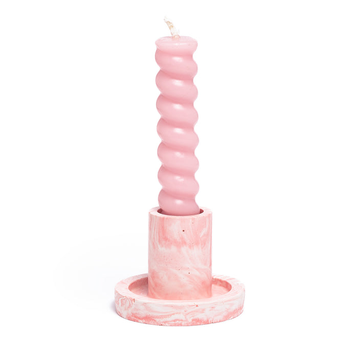 FA Jesmonite Candle Holder - Marbled Pink - Short