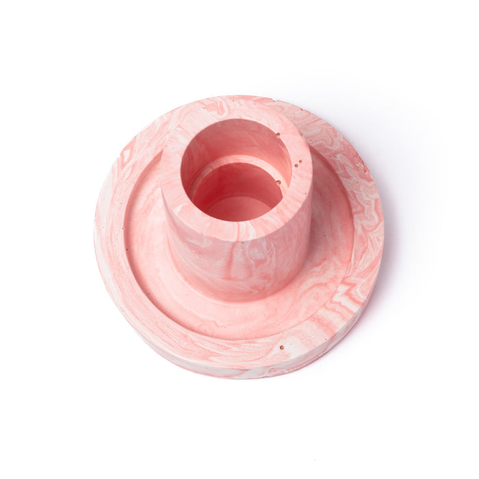 FA Jesmonite Candle Holder - Marbled Pink - Short