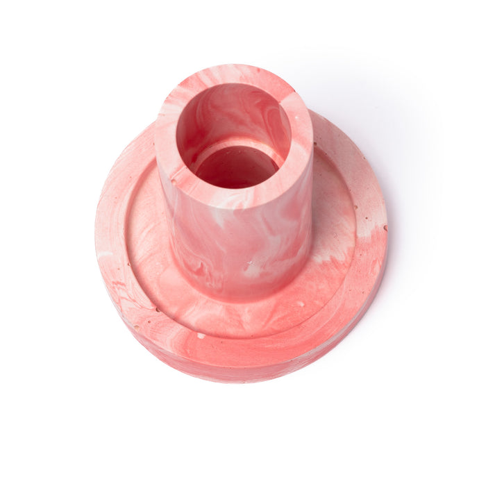 FA Jesmonite Candle Holder - Marbled Pink - Long
