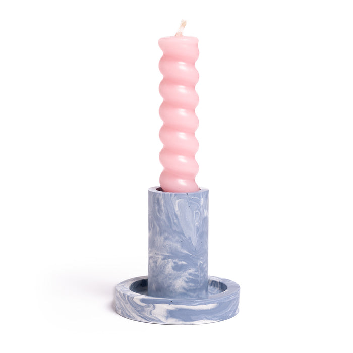 FA Jesmonite Candle Holder - Marbled Violet - Long