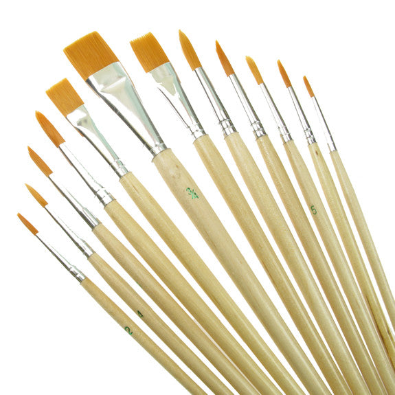 Value Brush Set Gold Taklon SH Assorted 12 Pack