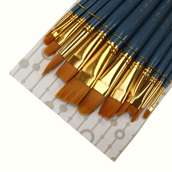 Royal Brush ZipLock Set - Medium Gold Taklon Angular Variety