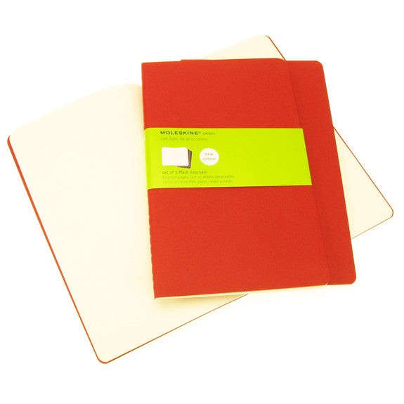 Moleskine Cahier Plain Large 3 Pack Red Cover