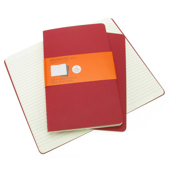 Moleskine Cahiers Large Ruled Notebook 3 Pack Red Cover