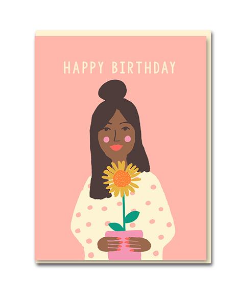 Happy Birthday Sunflower Girl card
