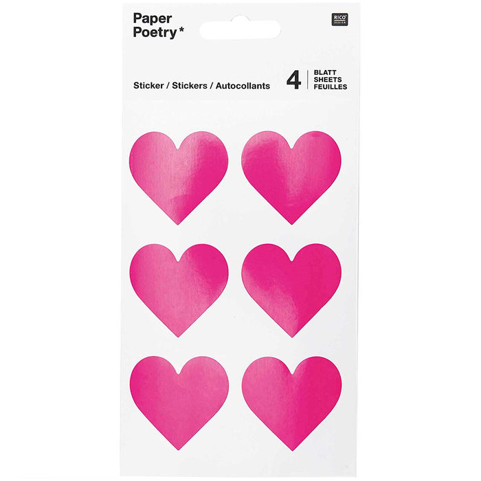 Paper Poetry: Stickers Hearts - Neon Pink