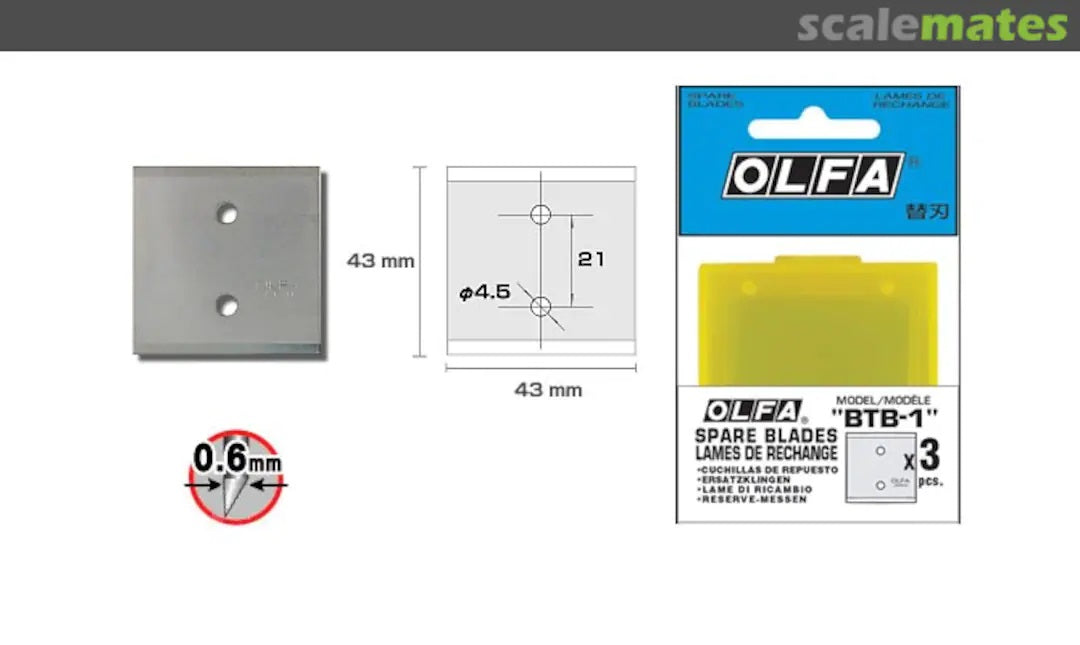 OLFA BTB-1 Spare Blades for BTC-1 Scraper (3 Pack)
