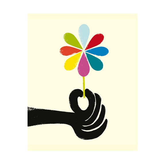 Ink Press Greetings Card - Hand Holding Flower