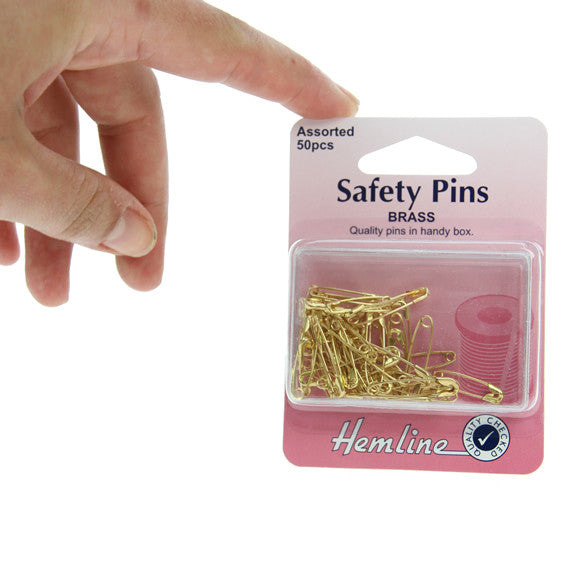 Hemline Safety Pins 50pk Small Assorted Brass