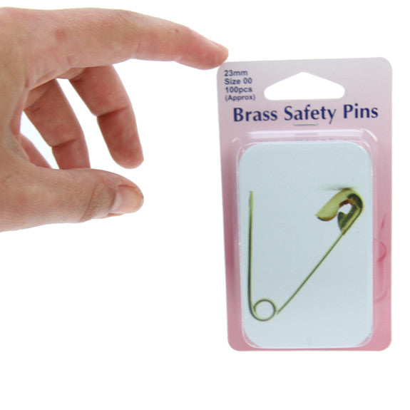 Hemline Safety Pins 100pk 23mm Brass