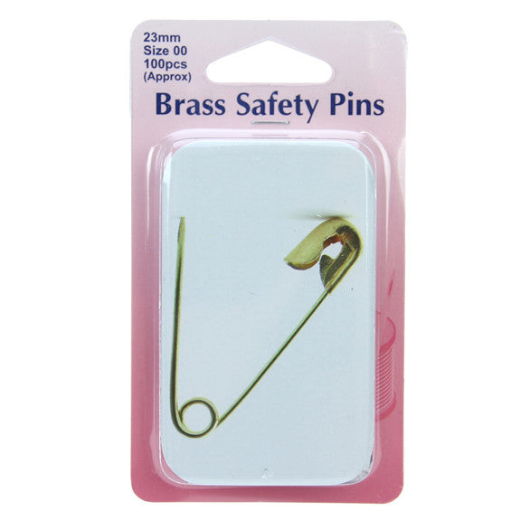 Hemline Safety Pins 100pk 23mm Brass