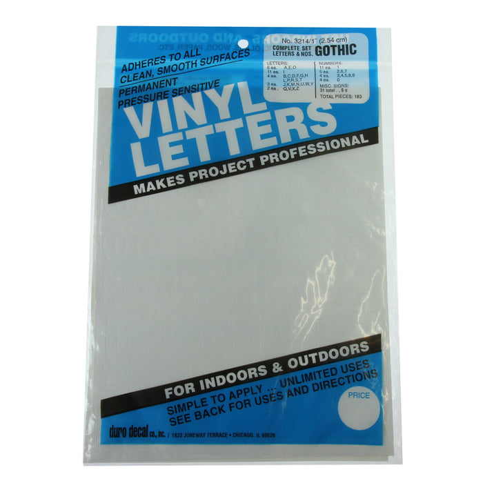 Vinyl Letters & Numbers Set - Gothic White