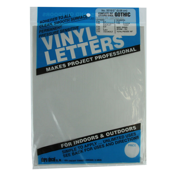 Vinyl Letters & Numbers Set - Gothic White