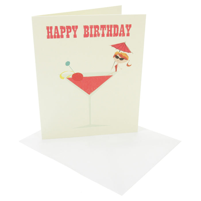 Ink Press Greetings Card - Happy Birthday Cocktail Glass