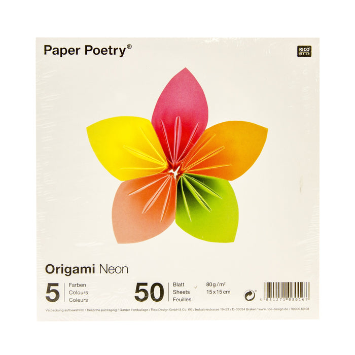 Rico Origami Paper Neon 15 cm x 15 cm