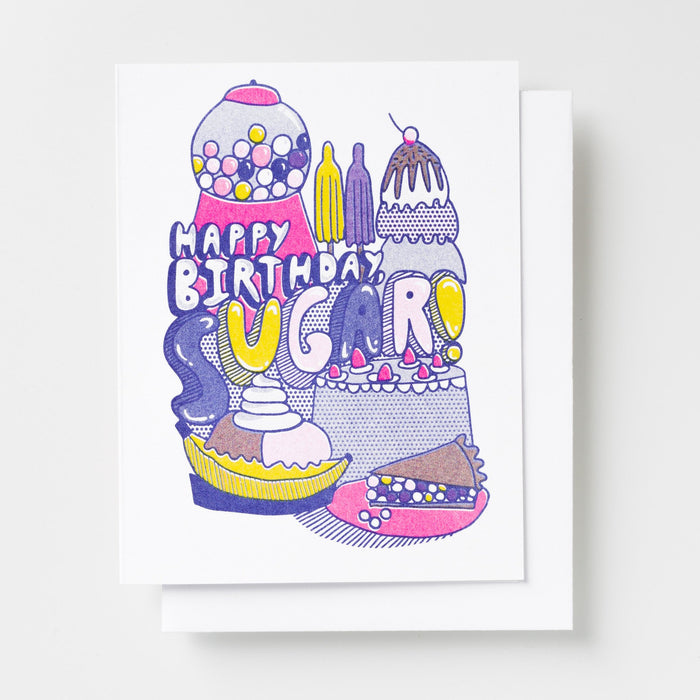 Yellow Owl Workshop - Happy Birthday Sugar Risograph Card