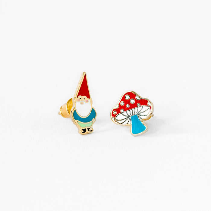 YOW: Earrings - Gnome & Mushroom