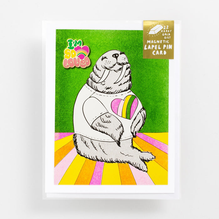 Yellow Owl Workshop - Im So Loved Walrus Magnetic Label Pin Card