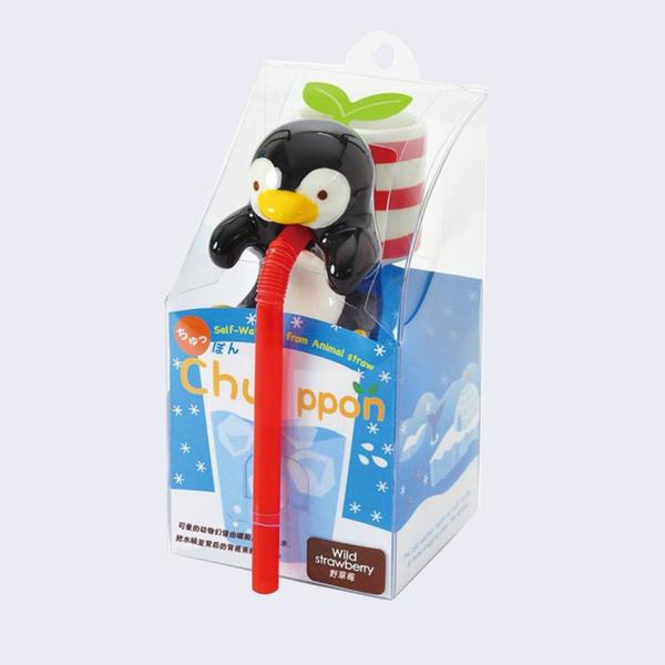 Chuppon Drinking Animal Planter - Penguin / Wild Strawerry