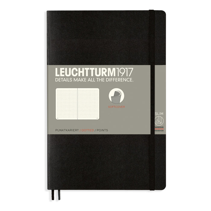 Leuchtturm1917 Paperback Notebook (B6+) - Black - Dotted