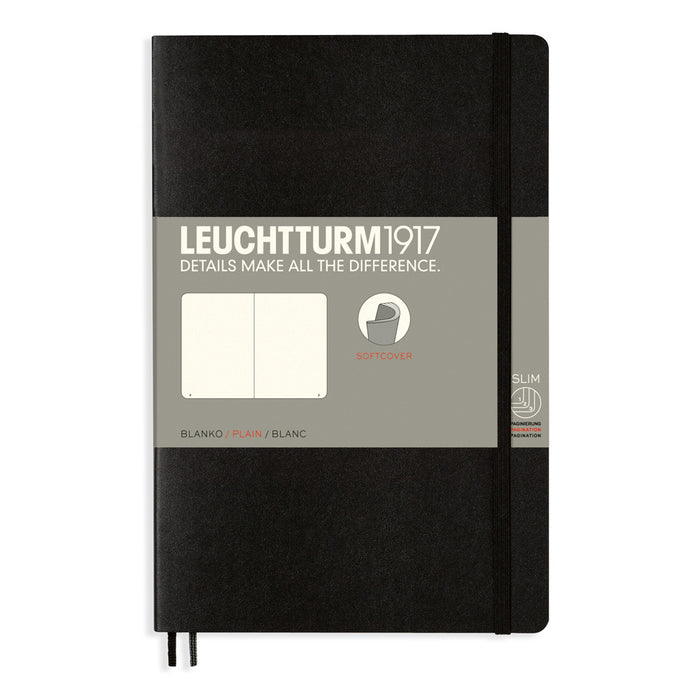 Leuchtturm1917 Paperback Notebook (B6+) - Black - Plain
