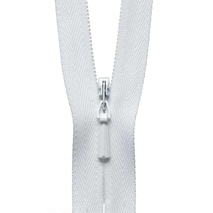 Concealed Zip - 23cm - White