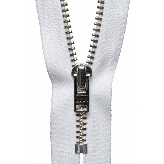 Metal Trouser Zip - 18cm - White
