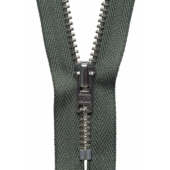 Metal Trouser Zip - 18cm - Spruce Green
