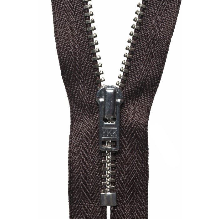 Metal Trouser Zip - 18cm - Brown