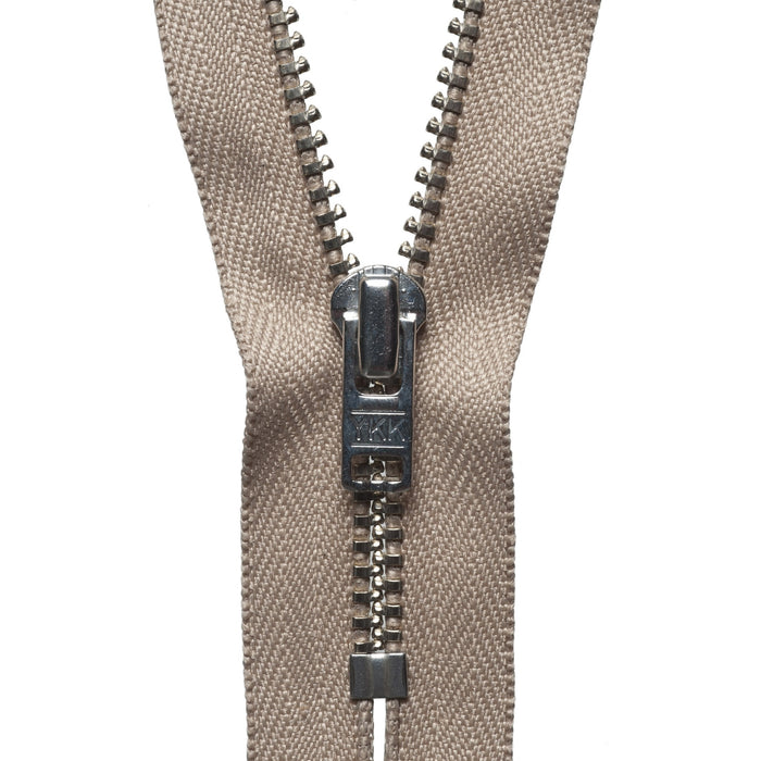 Metal Trouser Zip - 18cm - Fawn