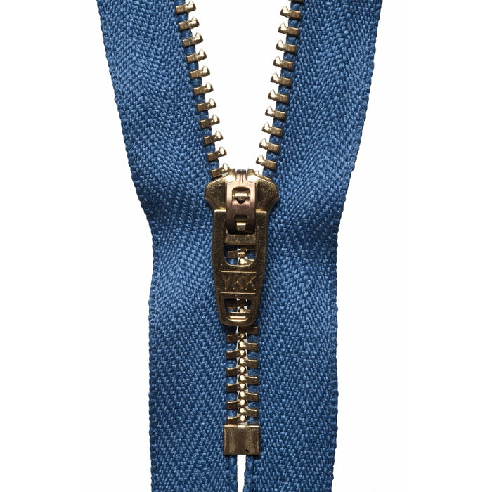 Brass Jeans Zip - 15cm/5.90in - Slate Blue