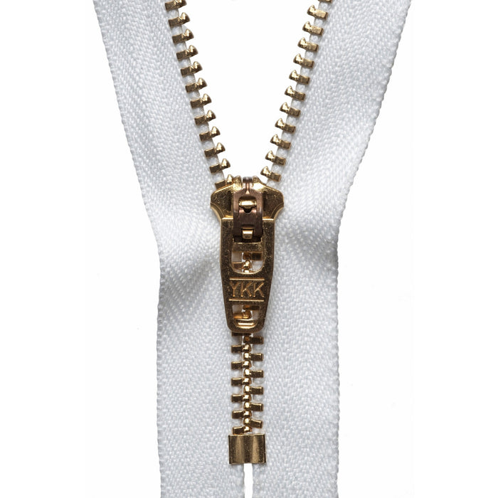 Brass Jeans Zip - 15cm/5.90in - White