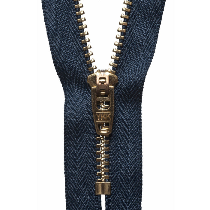 Brass Jeans Zip - 15cm/5.90in - Dark Navy