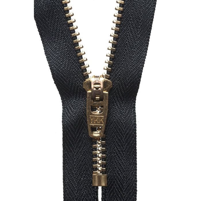 Brass Jeans Zip - 10cm - Black